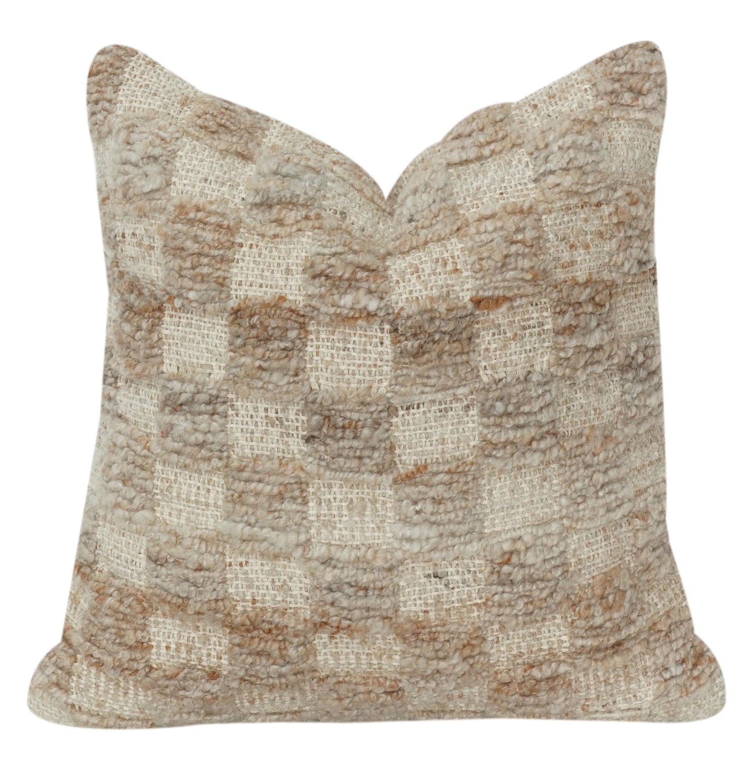 Textured Wool Cotton Cushion Cover | Abstract Floral Design | Neutral Boho Throw Pillow Cover 18x18 Inch