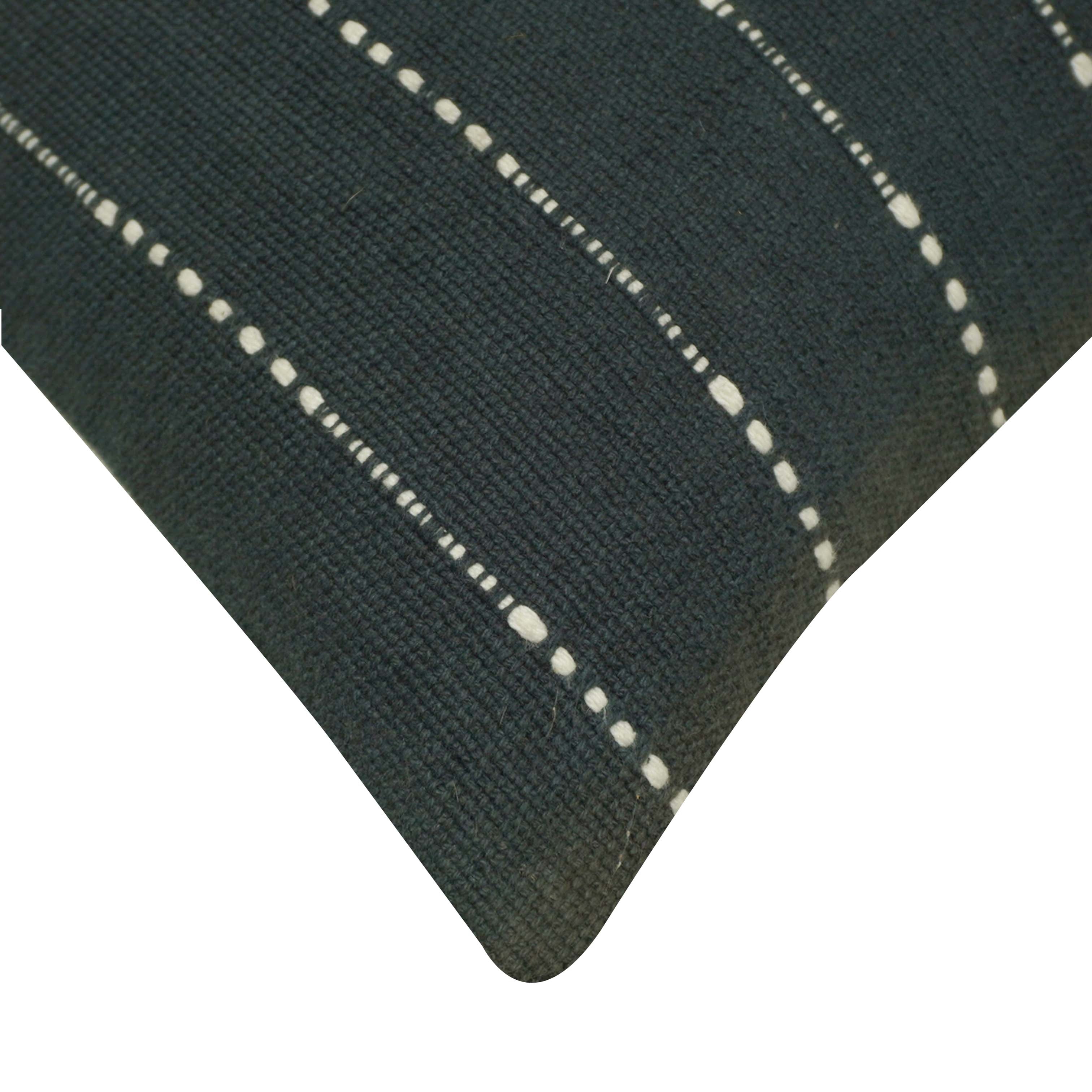 Handwoven Cotton Cushion Cover 45x45 cm | Black & White Striped Woven Throw Pillow Cover | Modern Boho Farmhouse Home Décor | Hidden Zipper | 100% Cotton