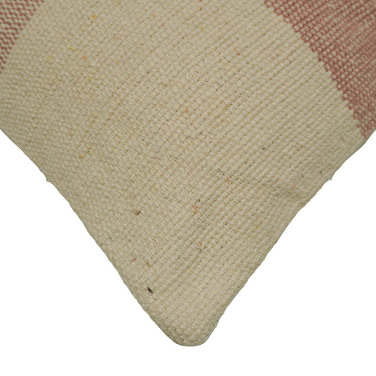 Handwoven Cotton Cushion Cover 45x45 cm | Modern Checkered Woven Throw Pillow Cover | Soft Decorative Cushion Cover with Hidden Zip | Beige & Dusty Rose