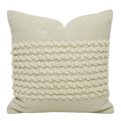 Handwoven Cream Textured Cushion Cover with Raised Bobble Stripes – 45 x 45 cm