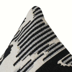 Schwarz-weißes Ikat-Muster Baumwollkissenbezug | Moderner abstrakter gewebter Kissenbezug | 45x45 cm