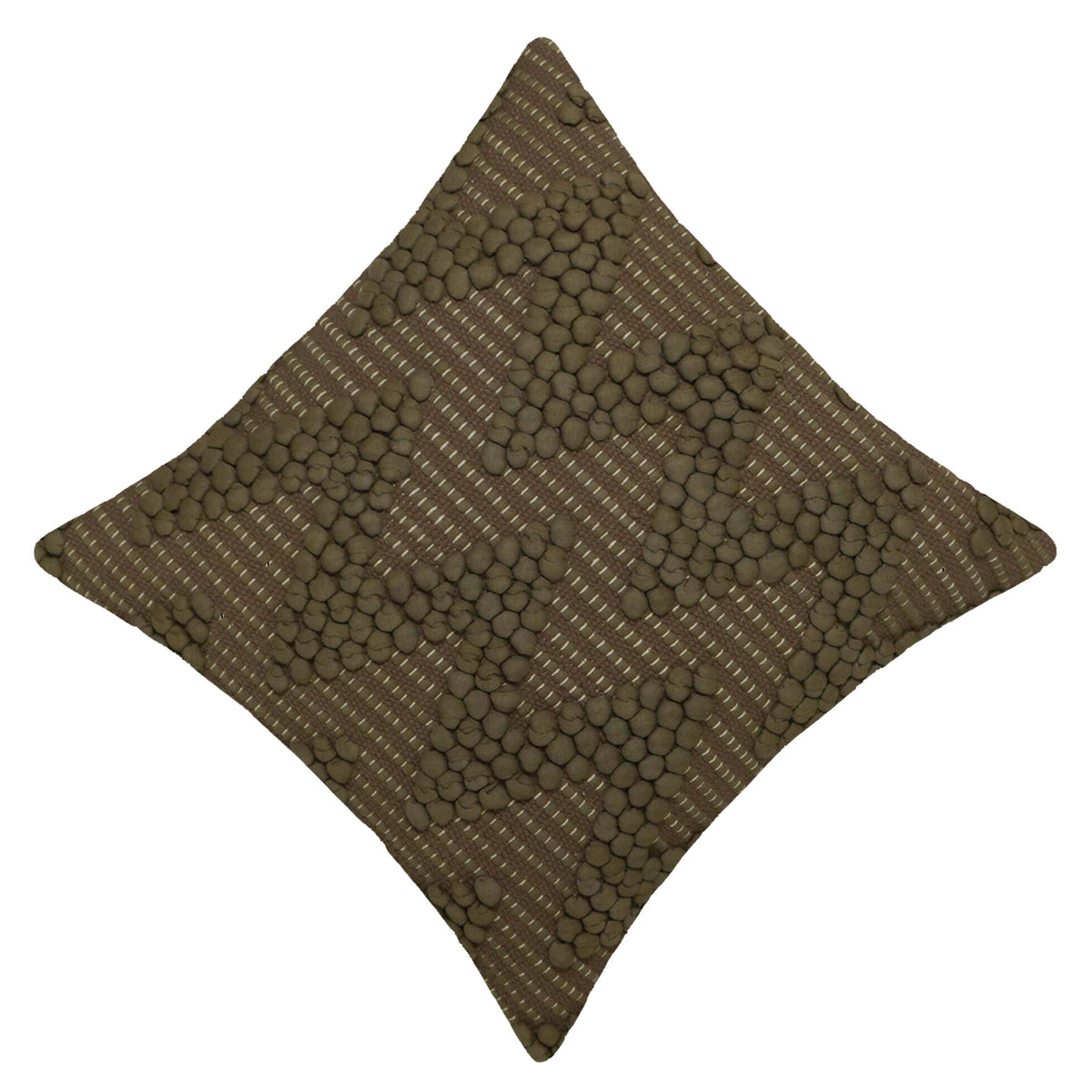 Handwoven Cotton Chindi Cushion Cover 45x45 cm | Textured Bubble Geometric Design | Decorative Throw Pillow Cover with Hidden Zipper | Brown