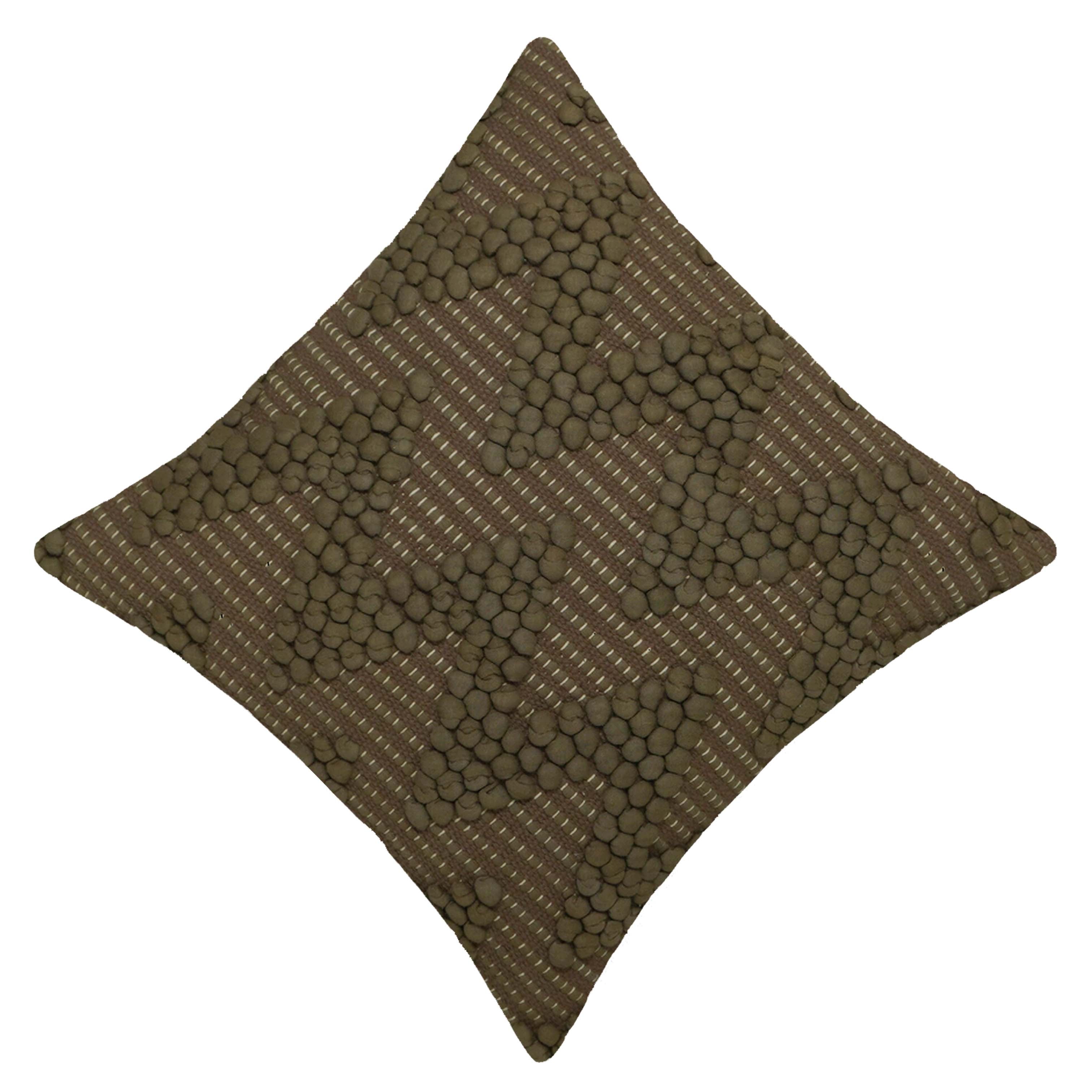 Handwoven Cotton Chindi Cushion Cover 45x45 cm | Textured Bubble Geometric Design | Decorative Throw Pillow Cover with Hidden Zipper | Brown