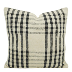 Black & Cream Stripe Handwoven Cotton Cushion Cover 45x45 cm