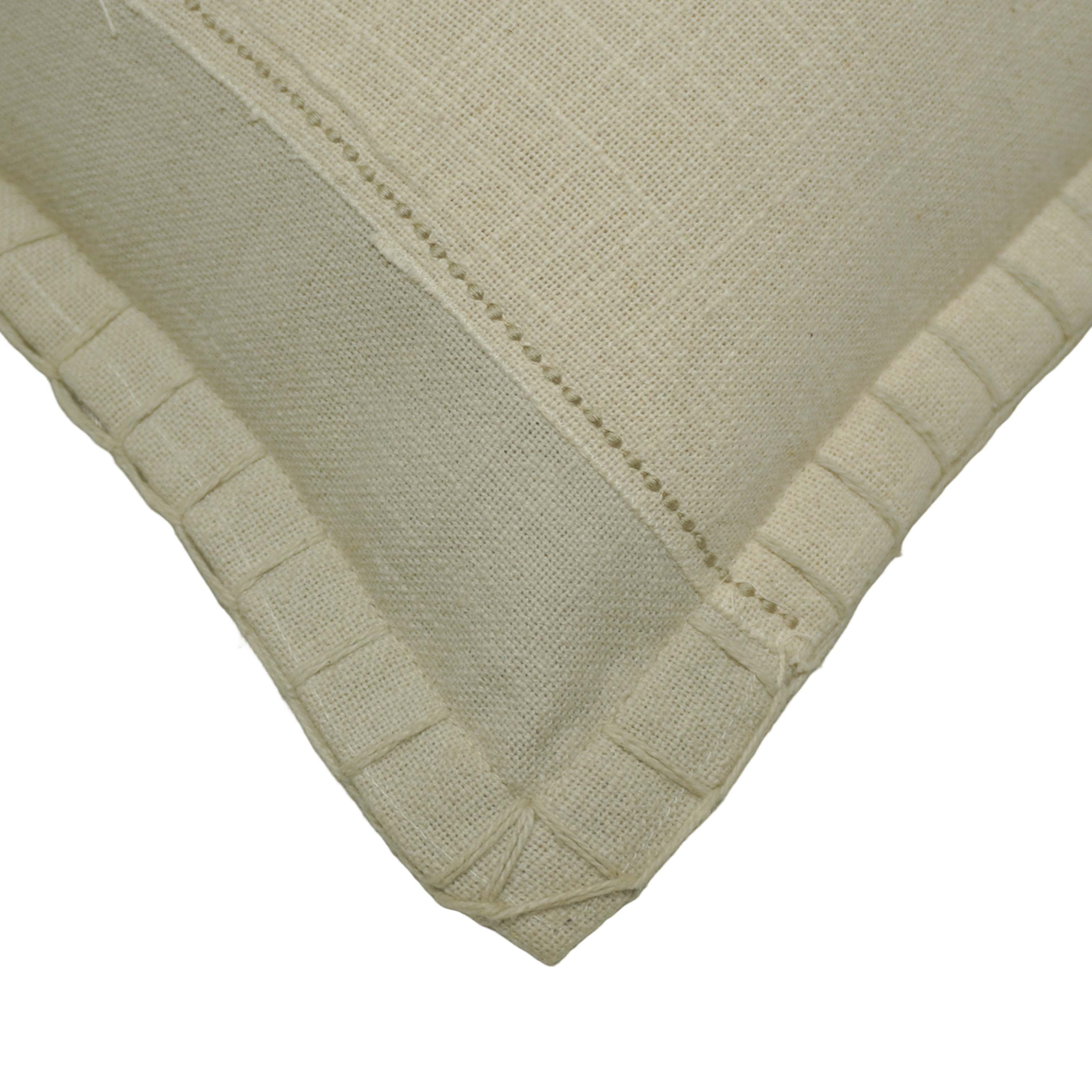 Handcrafted Patchwork Embroidered Cotton Cushion Cover 45x45 cm | Beige Abstract Appliqué Decorative Throw Pillow Cover | Hidden Zip | 18x18 Inch