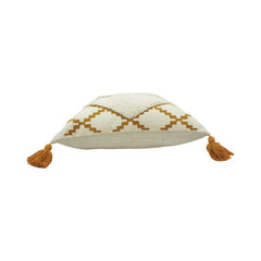 Boho Diamond Tufted & Printed Cotton Cushion Cover with Tassels – 45x45 cm