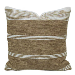 Handwoven Cotton Cushion Cover – Brown & White Striped Textured Design, 45 x 45 cm