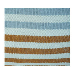 Woven Striped Cotton Cushion Cover – Blue & Mustard Textured Sofa Pillow Cover | Modern Minimalist Home Décor | 18x18 Inch