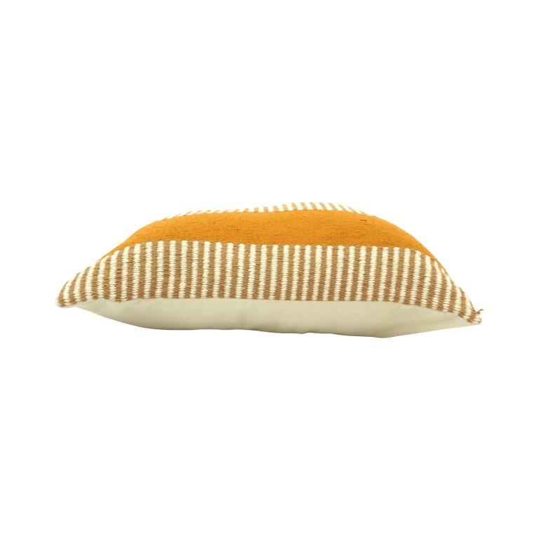 Handwoven Mustard Stripe Cotton Cushion Cover | 45x45 cm Decorative Throw Pillow Cover