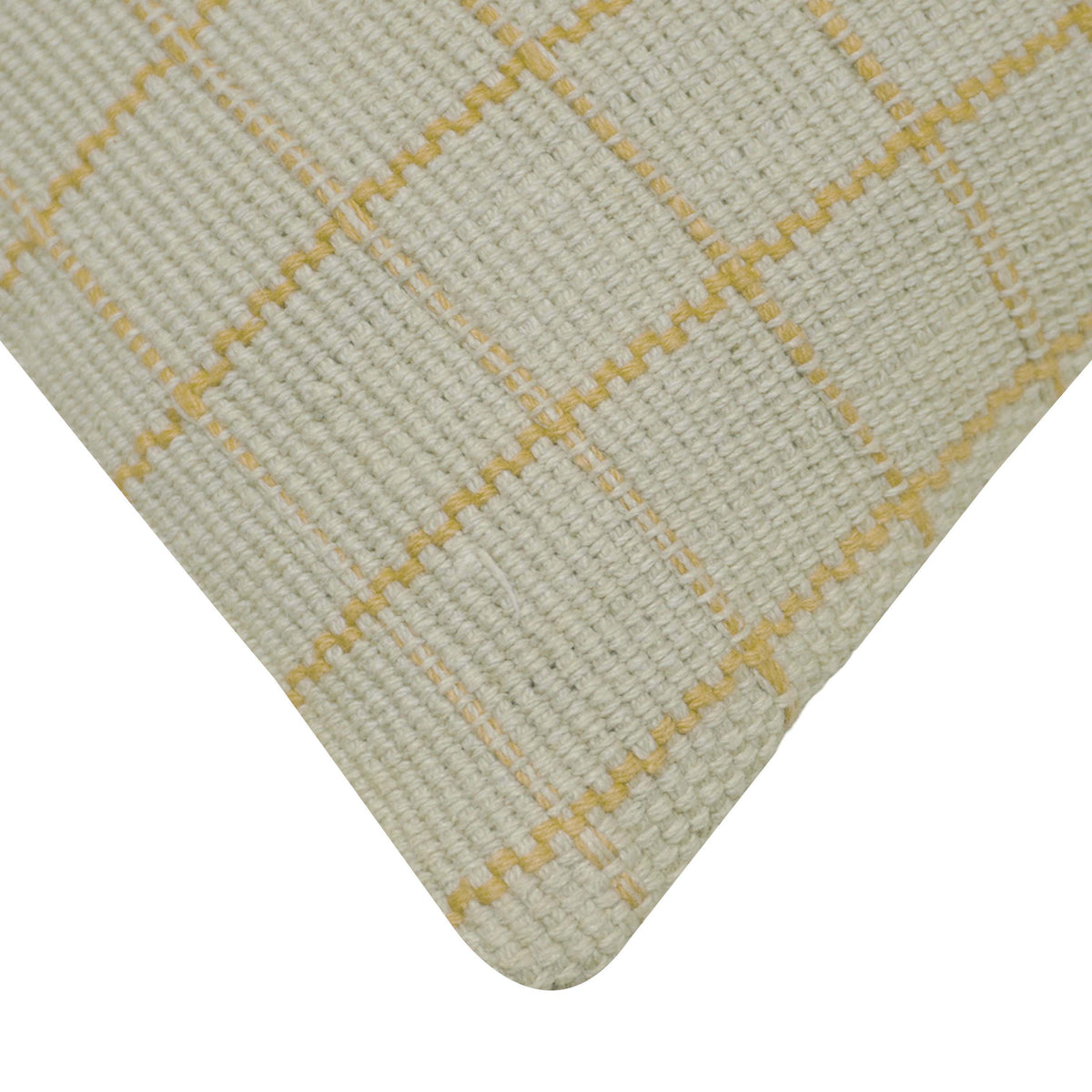 Handwoven Ivory & Yellow Grid Pattern Cushion Cover – 45 x 45 cm