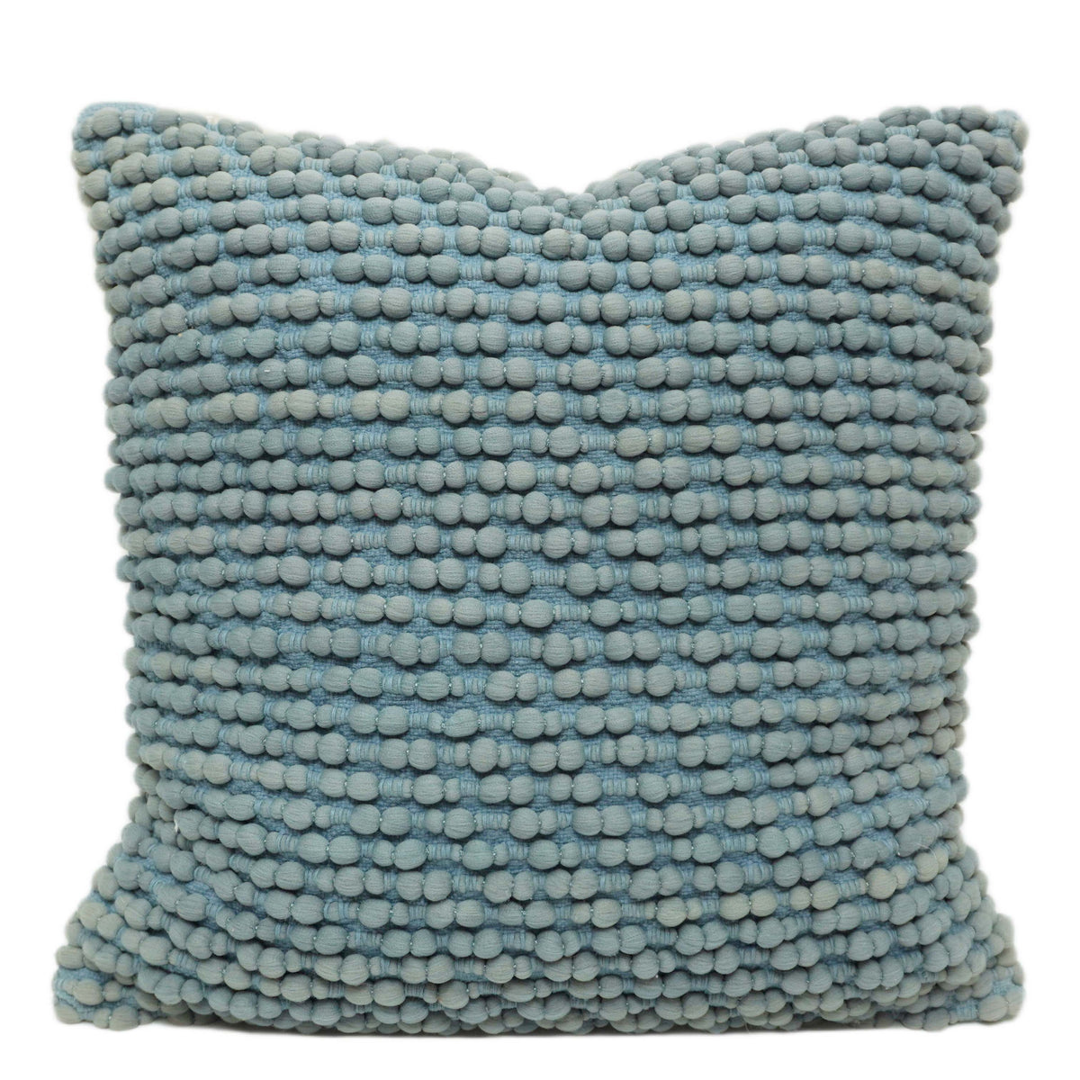 Handwoven Textured Cotton & Polyester Cushion Cover – Light Blue, 45 x 45 cm