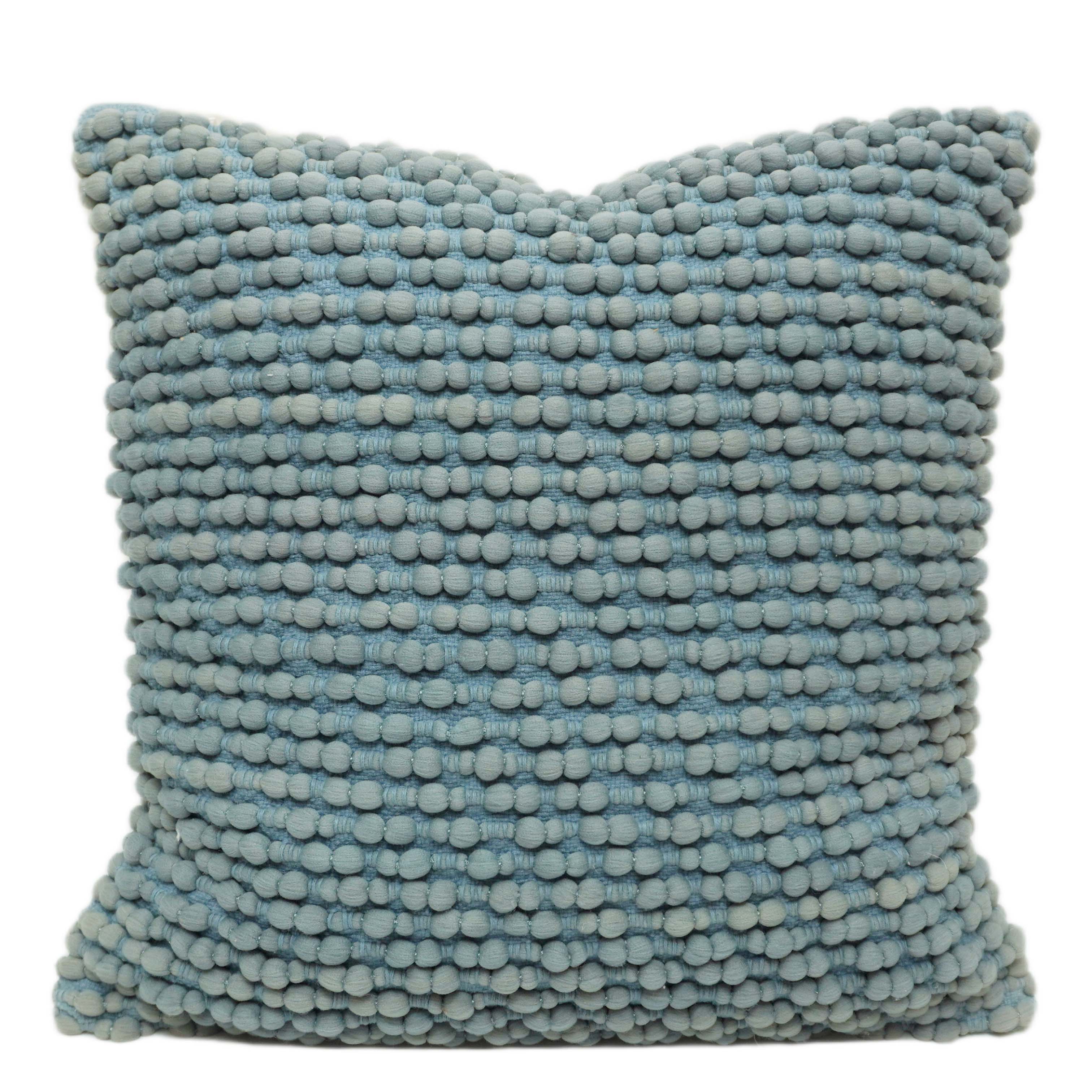 Handwoven Textured Cotton & Polyester Cushion Cover – Light Blue, 45 x 45 cm