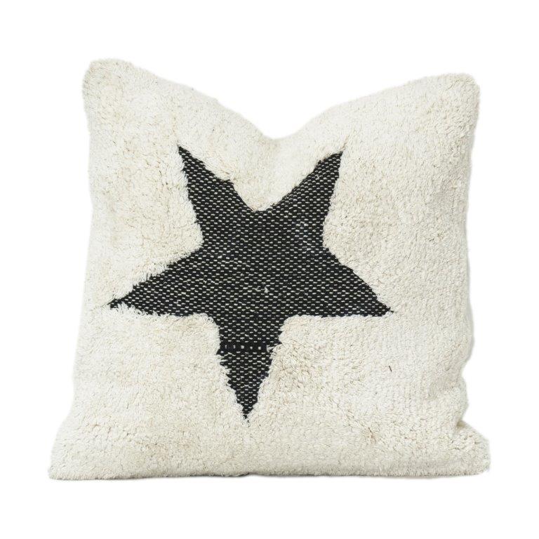 Tufted Cotton Cushion Cover with Bold Star Design | 45x45 cm | Textured Handmade Pillow Cover - Bulk manufacturer & supplier from Panipat, India