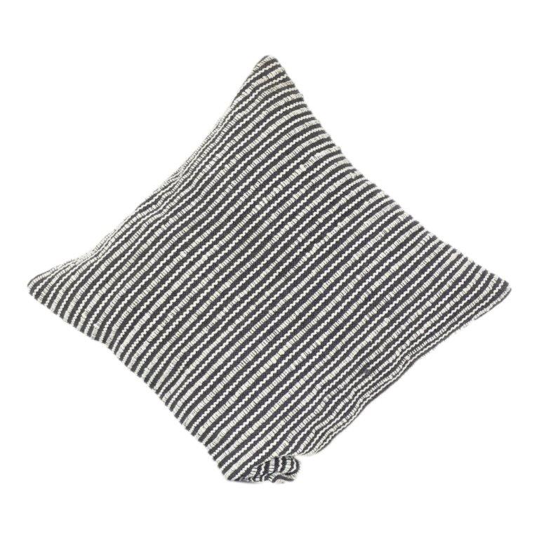 Handwoven Striped Cotton Cushion Cover | Textured Neutral Throw Pillow | Modern Minimalist Home Décor (18x18 Inch)
