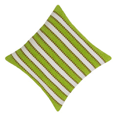 Handwoven Green & Ivory Striped Cushion Cover – 45x45 cm