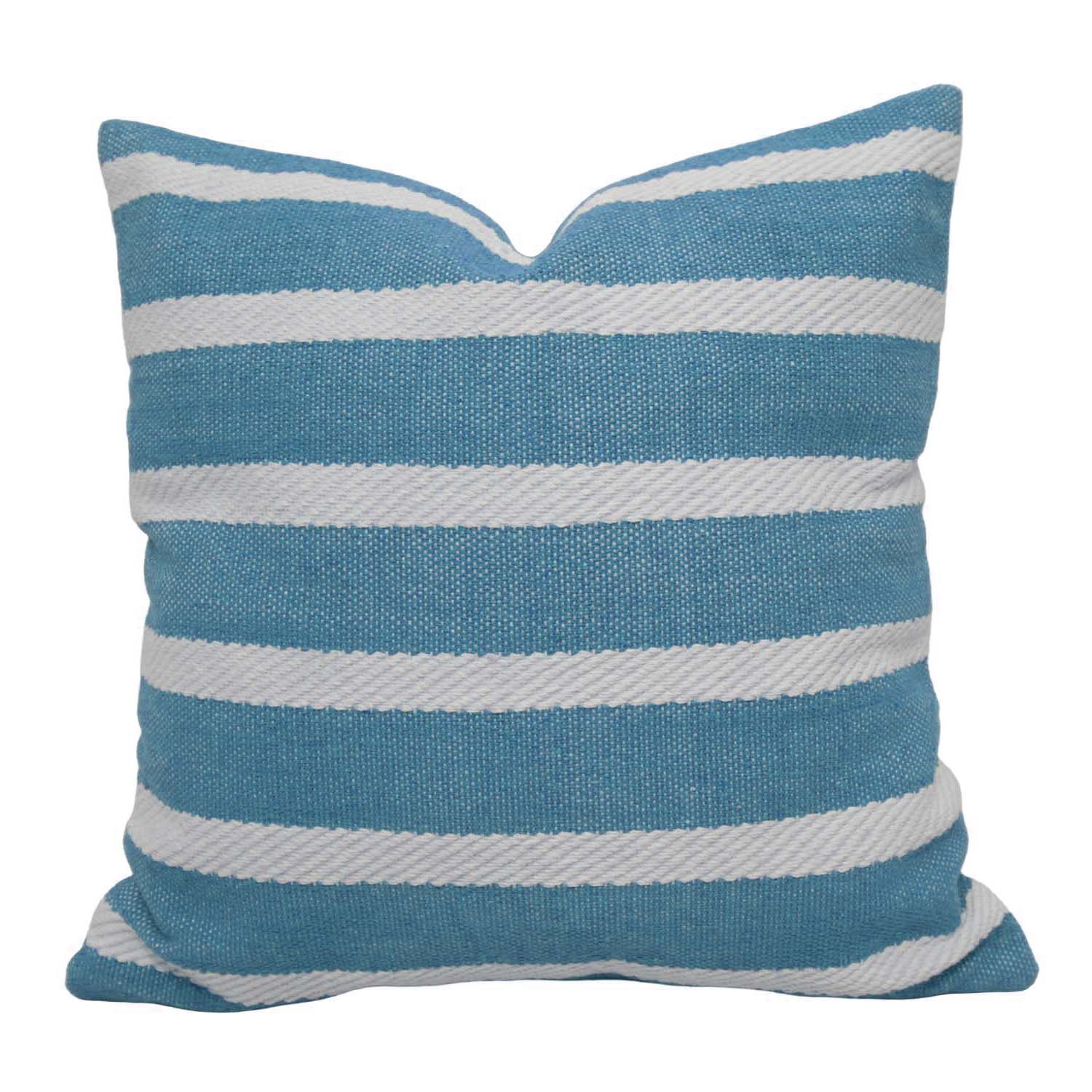 Handwoven Cotton Striped Cushion Cover 45x45 cm | Blue & White Woven Throw Pillow Cover | Modern Coastal Decorative Cushion Cover with Hidden Zipper