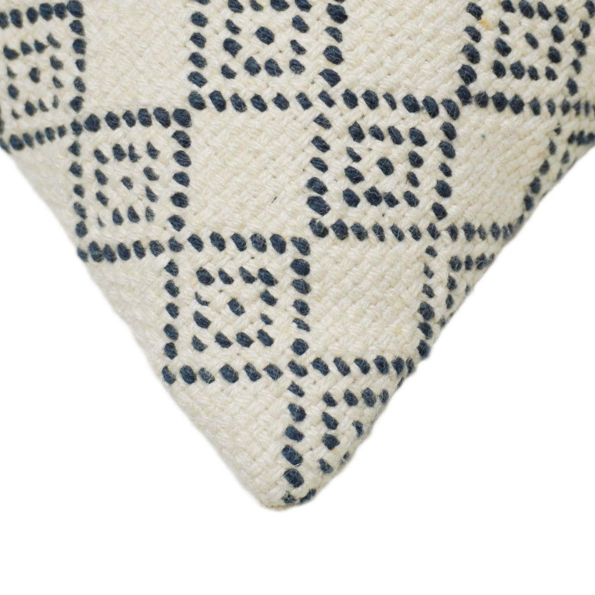 Handwoven Geometric Cushion Cover – Ivory & Black – 35 x 50 cm