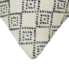 Handwoven Geometric Cushion Cover – Ivory & Black – 35 x 50 cm