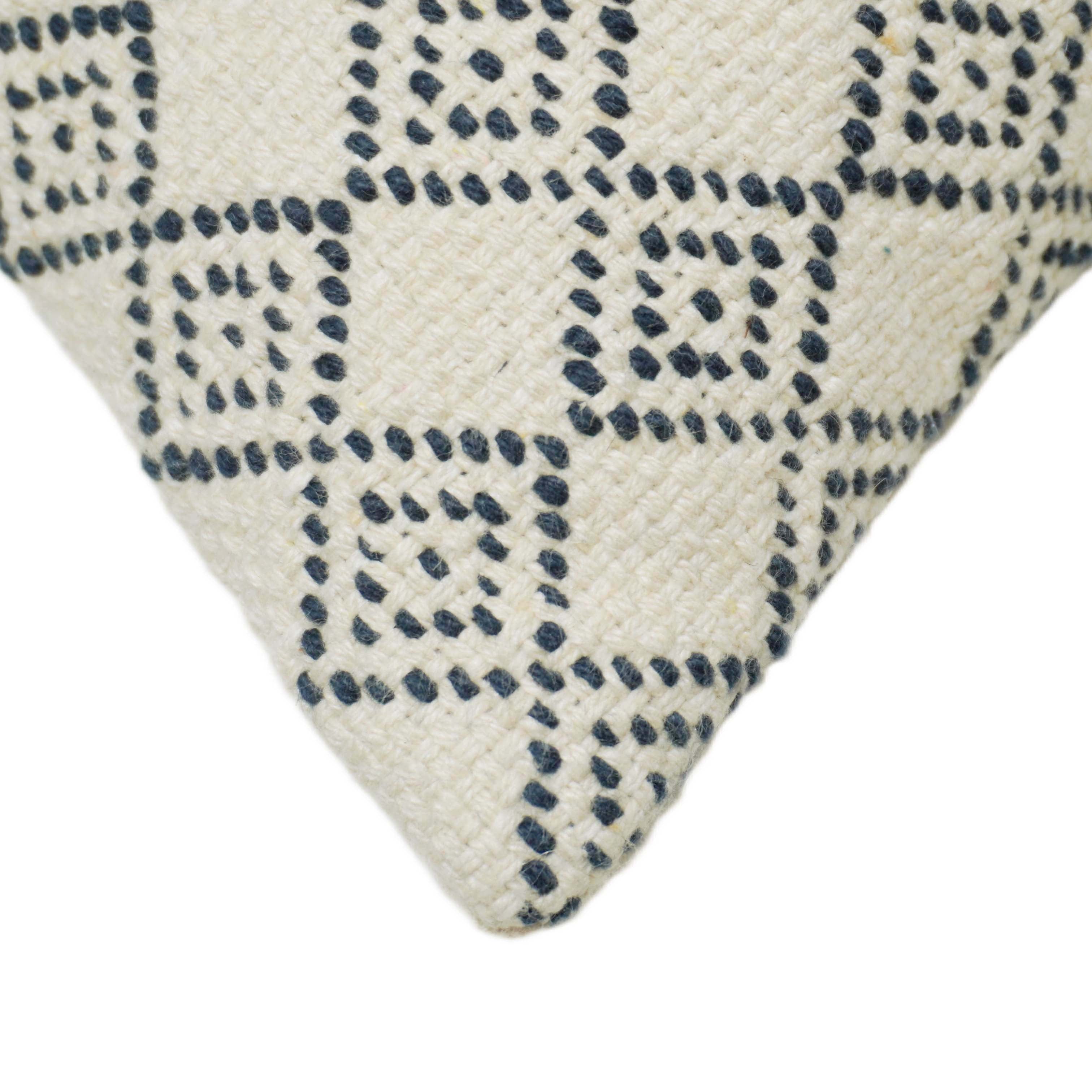 Handwoven Geometric Cushion Cover – Ivory & Black – 35 x 50 cm