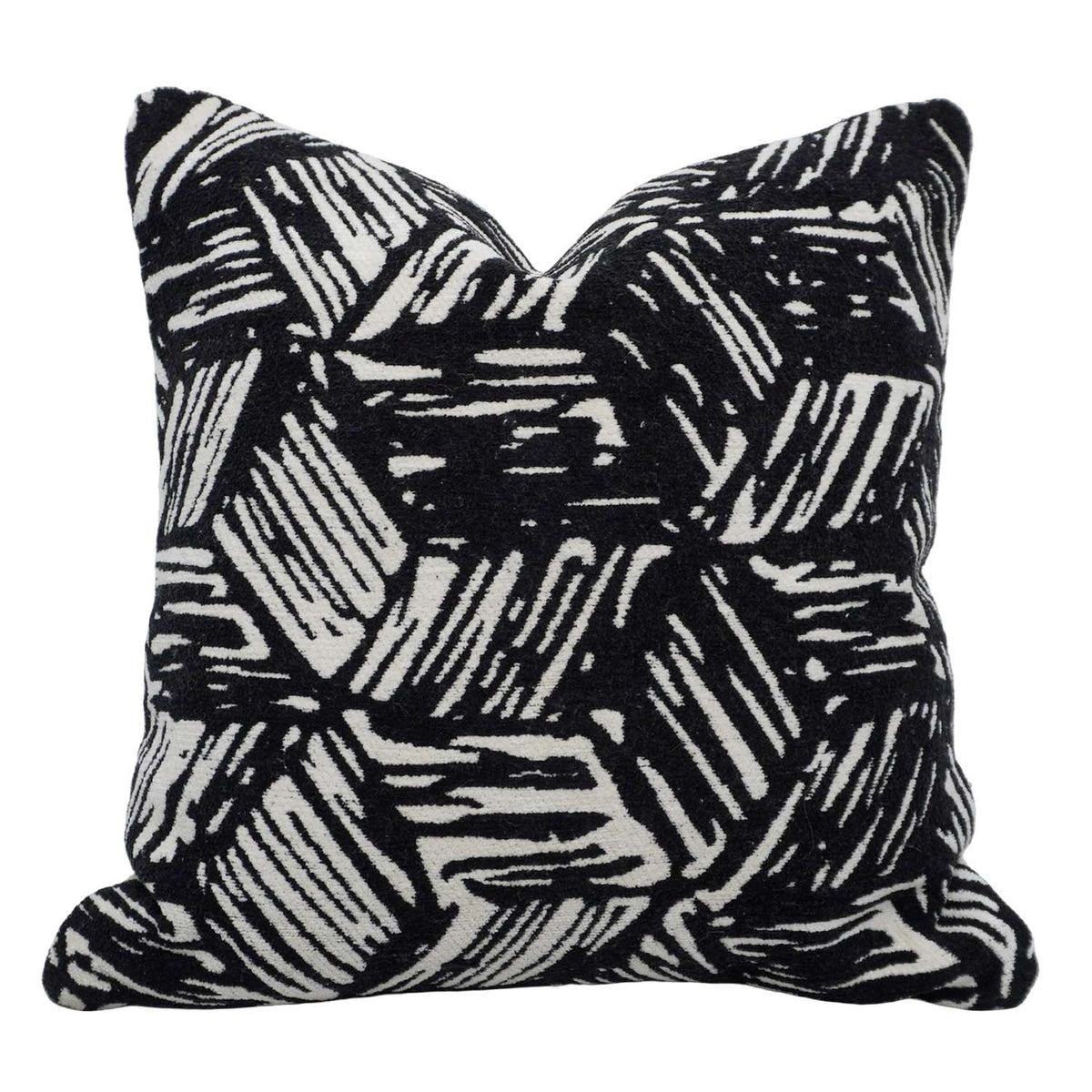 Black & White Abstract Jacquard Cotton Cushion Cover 45x45 cm | Geometric Woven Decorative Throw Pillow Cover | Concealed Zip | Modern Home Décor - Bulk manufacturer & supplier from Panipat, India