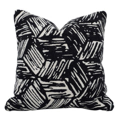 Black & White Abstract Jacquard Cotton Cushion Cover 45x45 cm | Geometric Woven Decorative Throw Pillow Cover | Concealed Zip | Modern Home Décor
