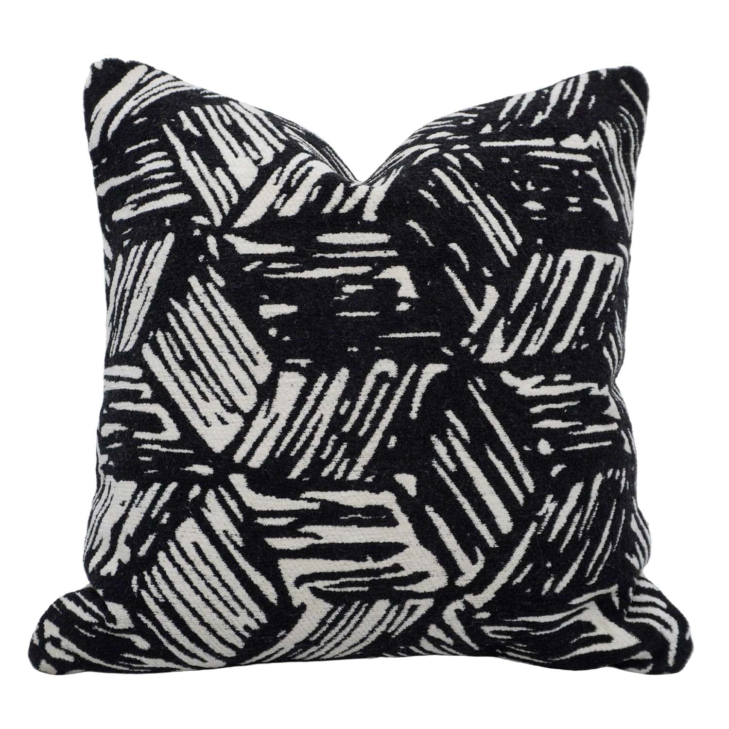 Black & White Abstract Jacquard Cotton Cushion Cover 45x45 cm | Geometric Woven Decorative Throw Pillow Cover | Concealed Zip | Modern Home Décor