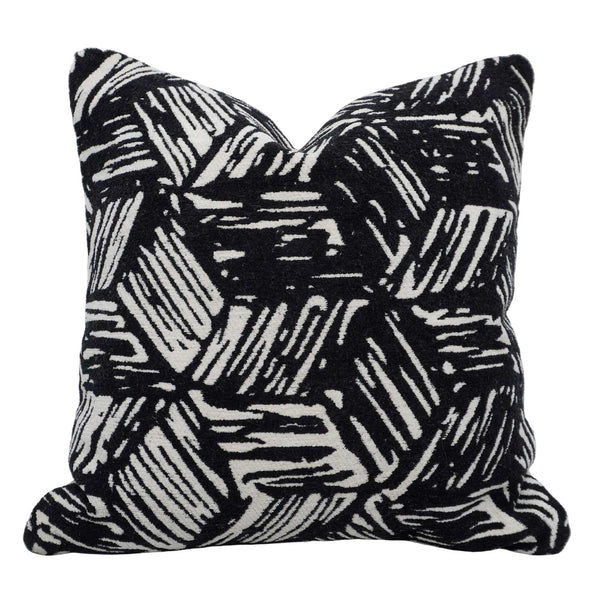 Black & White Abstract Jacquard Cotton Cushion Cover 45x45 cm | Geometric Woven Decorative Throw Pillow Cover | Concealed Zip | Modern Home Décor