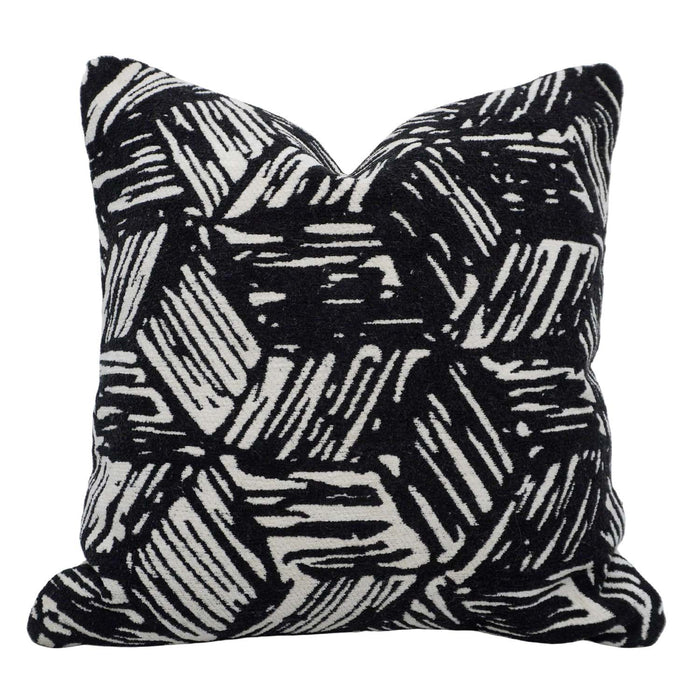 Black & White Abstract Jacquard Cotton Cushion Cover 45x45 cm | Geometric Woven Decorative Throw Pillow Cover | Concealed Zip | Modern Home Décor