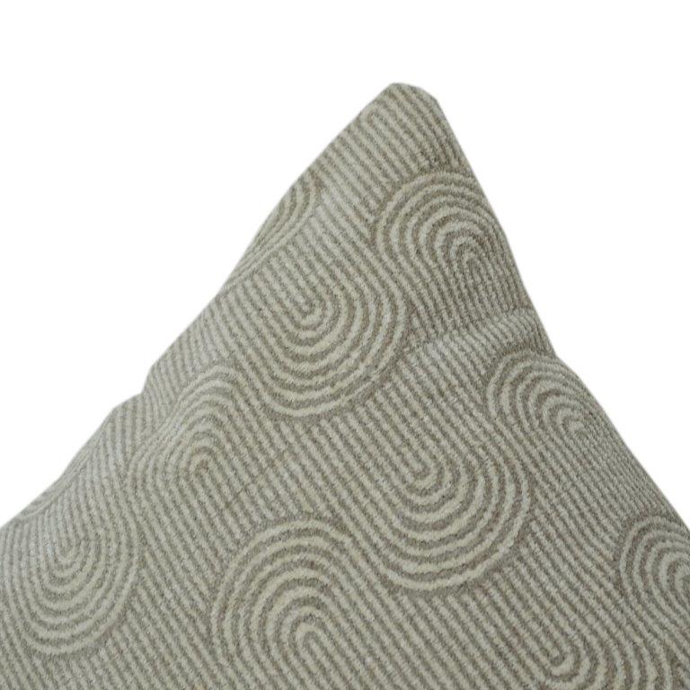 Sage Green Geometric Embroidered Cotton Cushion Cover | Textured Arc Pattern | 18x18 Inch Decorative Pillow Case - Bulk manufacturer & supplier from Panipat, India