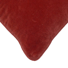 Rust Cotton Velvet Embroidered Cushion Cover 45x45 cm | Floral Embroidery Decorative Throw Pillow Cover | Hidden Zipper | Sofa & Bed Accent Cushion