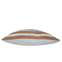 Handmade Cotton Striped Cushion Cover 45x45 cm | Woven Decorative Throw Pillow Cover | Beige & White | Hidden Zip | Modern Boho Home Décor