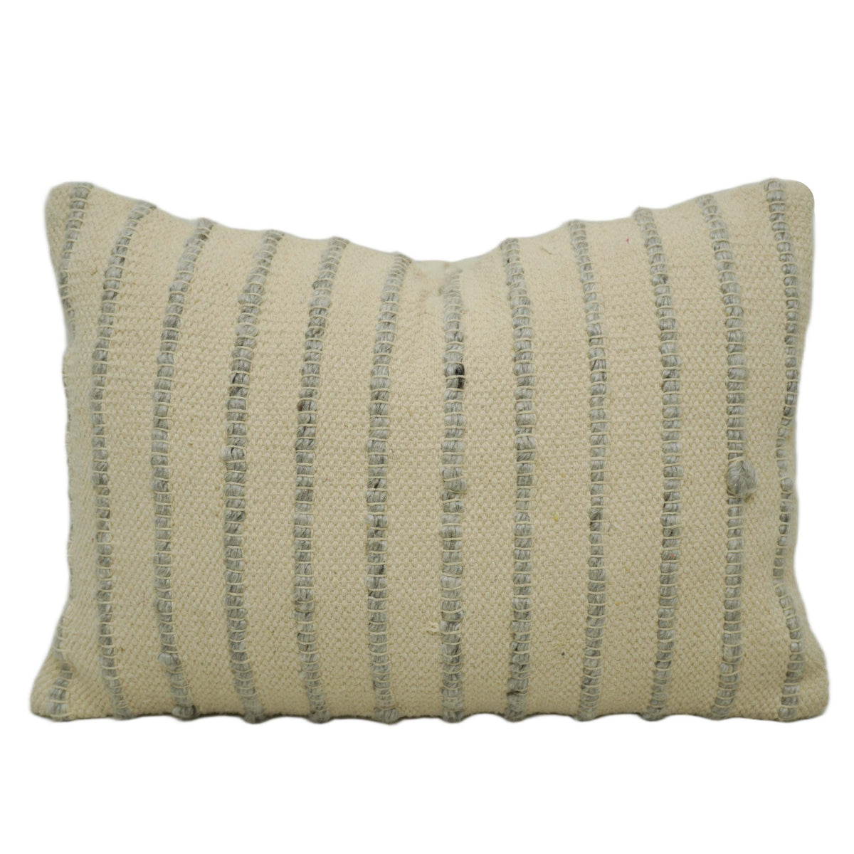 Handwoven Ivory & Grey Textured Cushion Cover – 35 x 50 cm