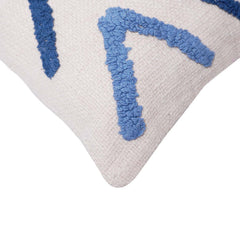 Handmade Tufted Cotton Cushion Cover 45x45 cm – Blue Geometric Pattern Decorative Throw Pillow Cover with Hidden Zipper