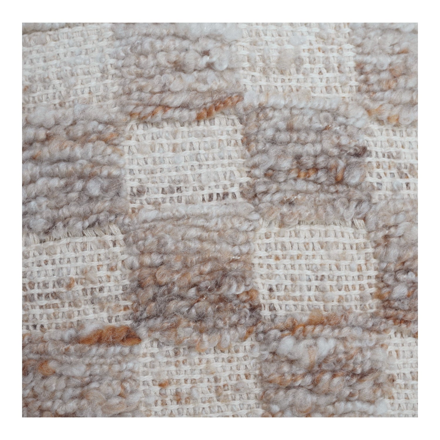 Textured Wool Cotton Cushion Cover | Abstract Floral Design | Neutral Boho Throw Pillow Cover 18x18 Inch