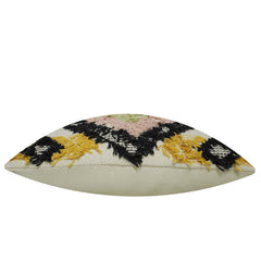 **Handmade Tufted Cotton Cushion Cover – Multicolor Geometric Diamond Design, 45 x 45 cm**