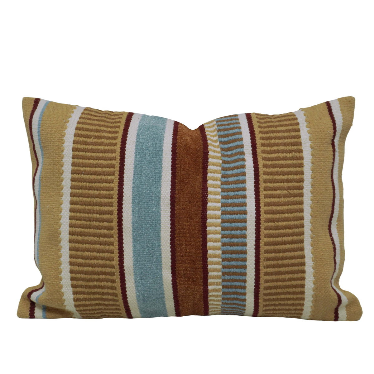 Handwoven Cotton Cushion Cover – Multicolor Textured Striped Design, 35 x 50 cm