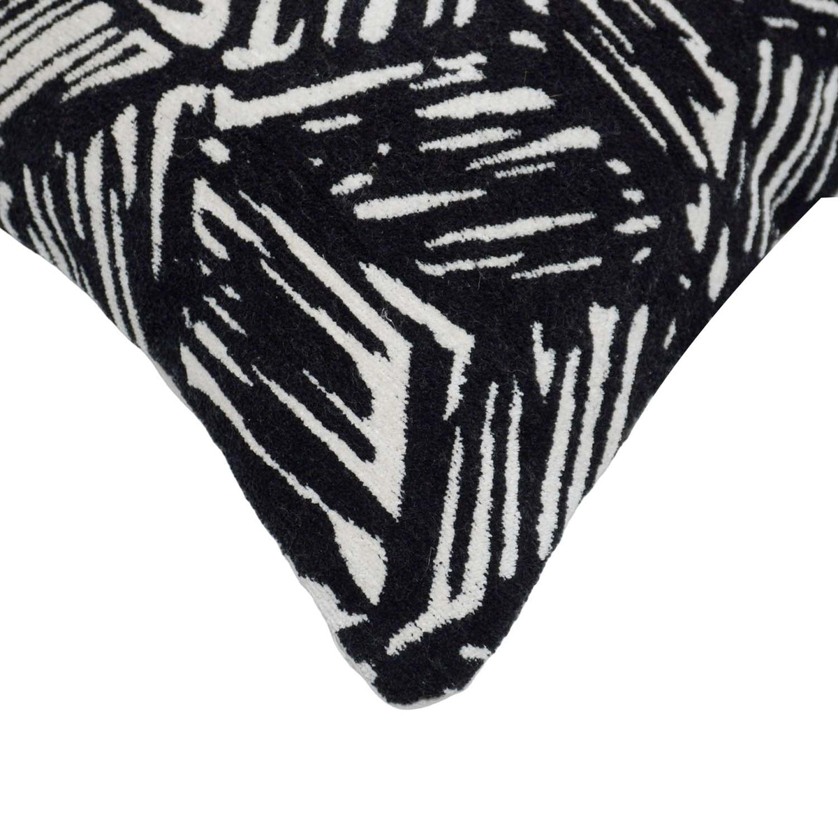 Black & White Abstract Jacquard Cotton Cushion Cover 45x45 cm | Geometric Woven Decorative Throw Pillow Cover | Concealed Zip | Modern Home Décor - Bulk manufacturer & supplier from Panipat, India
