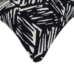 Black & White Abstract Jacquard Cotton Cushion Cover 45x45 cm | Geometric Woven Decorative Throw Pillow Cover | Concealed Zip | Modern Home Décor