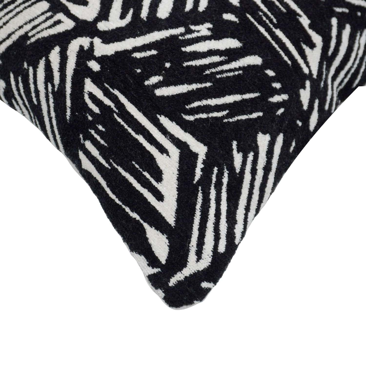 Black & White Abstract Jacquard Cotton Cushion Cover 45x45 cm | Geometric Woven Decorative Throw Pillow Cover | Concealed Zip | Modern Home Décor