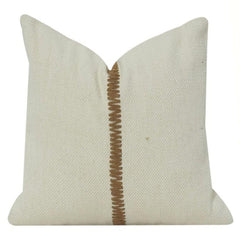 Minimalist Handcrafted Cotton Cushion Cover with Contrast Center Stitch | Modern Neutral Throw Pillow | 18x18 Inch