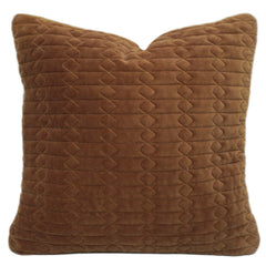 Brown Velvet Geometric Machine-Embroidered Cushion Cover 45x45 cm