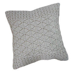 Handmade Cotton Macrame Cushion Cover 45x45 cm | Textured Boho Throw Pillow Cover | Ivory Decorative Cushion