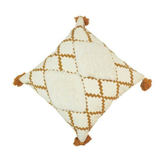 Boho Diamond Tufted & Printed Cotton Cushion Cover with Tassels – 45x45 cm