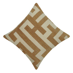 Beige and ivory geometric jacquard cushion cover 45x45 cm