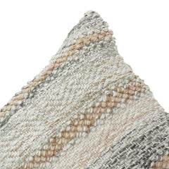Textured Woven Polyester Cushion Cover 45x45 cm | Neutral Striped Boho Decorative Pillow Cover | Modern Sofa & Bed Accent