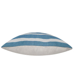 Handwoven Cotton Striped Cushion Cover 45x45 cm | Blue & White Woven Throw Pillow Cover | Modern Coastal Decorative Cushion Cover with Hidden Zipper