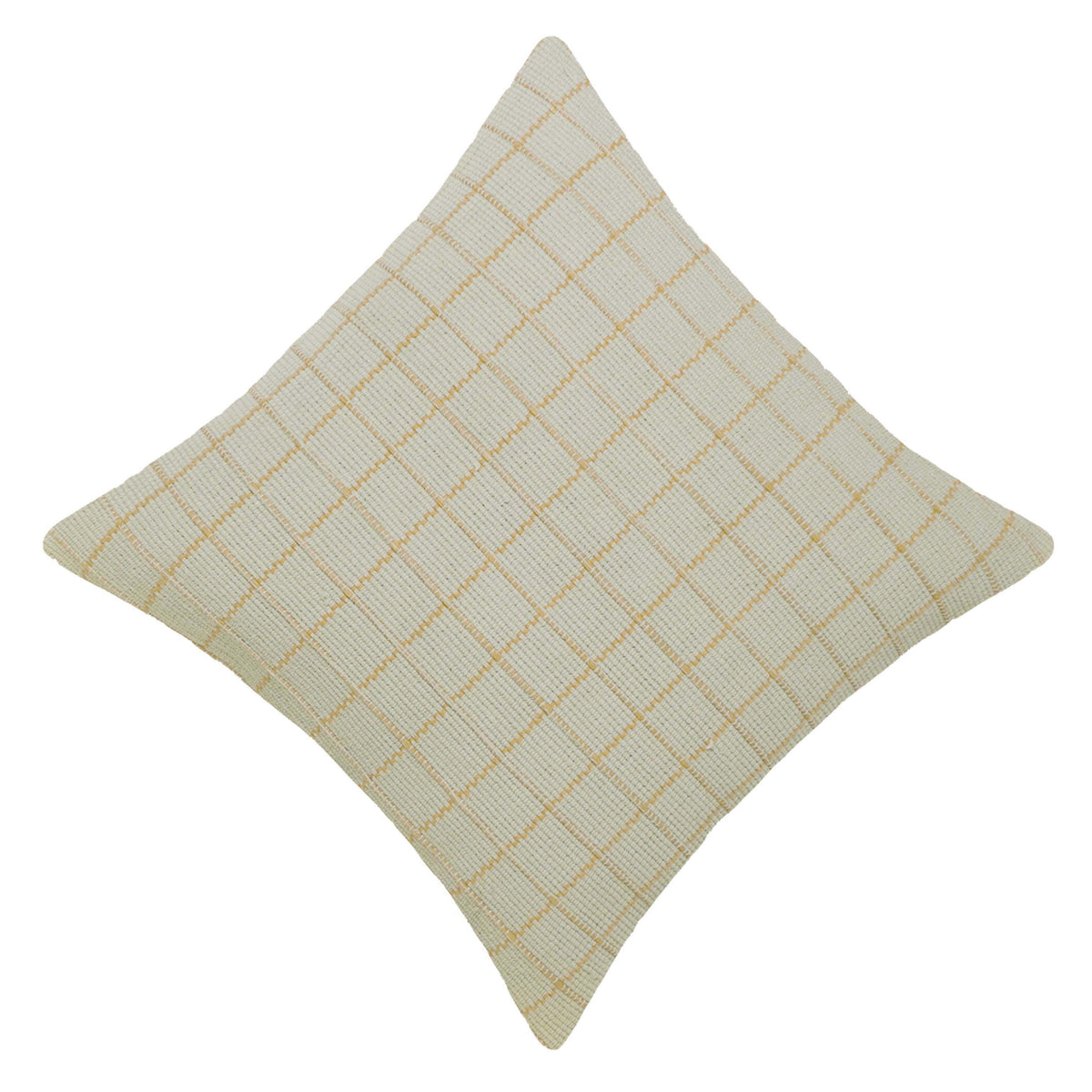 Handwoven Ivory & Yellow Grid Pattern Cushion Cover – 45 x 45 cm