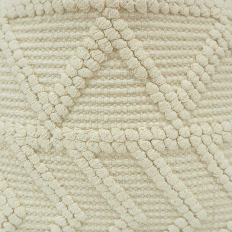 Handmade Geometric Tufted Cotton Cushion Cover – Ivory Cream | 45x45 cm | Boho Textured Throw Pillow Cover - Bulk manufacturer & supplier from Panipat, India