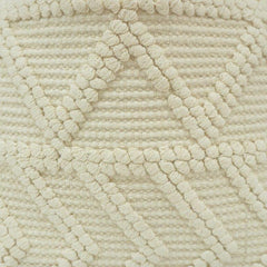 Handmade Geometric Tufted Cotton Cushion Cover – Ivory Cream | 45x45 cm | Boho Textured Throw Pillow Cover