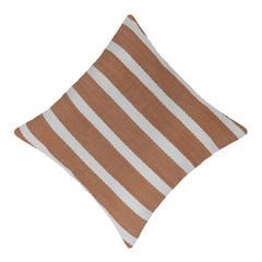 Handmade Cotton Striped Cushion Cover 45x45 cm | Woven Decorative Throw Pillow Cover | Beige & White | Hidden Zip | Modern Boho Home Décor